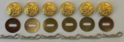 "S" Button, SMALL, BRASS = 6 SMALL "S" Buttons - 6 Disc - 6 Cotter Pin KITS